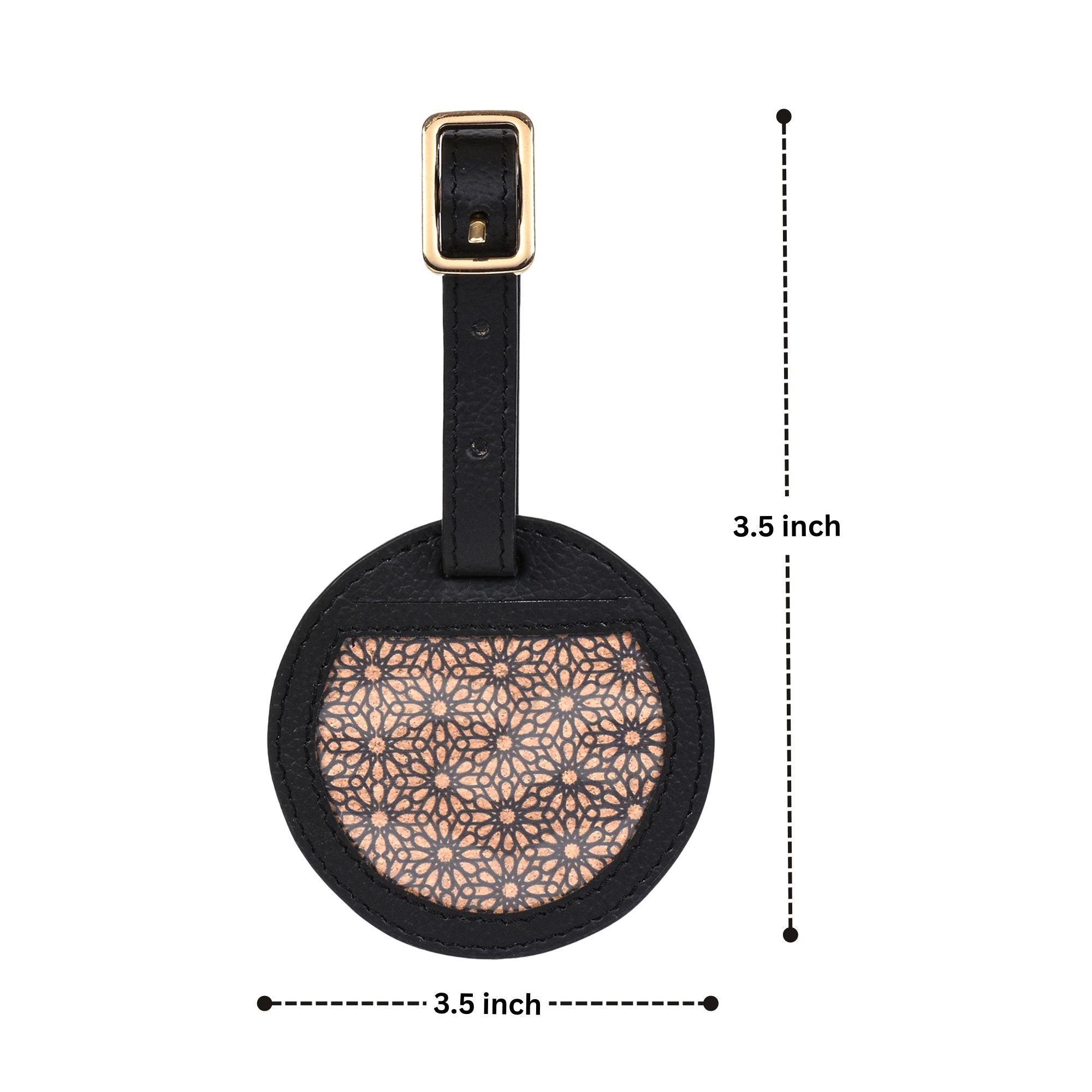 Black Vegan Leather Travel Tag