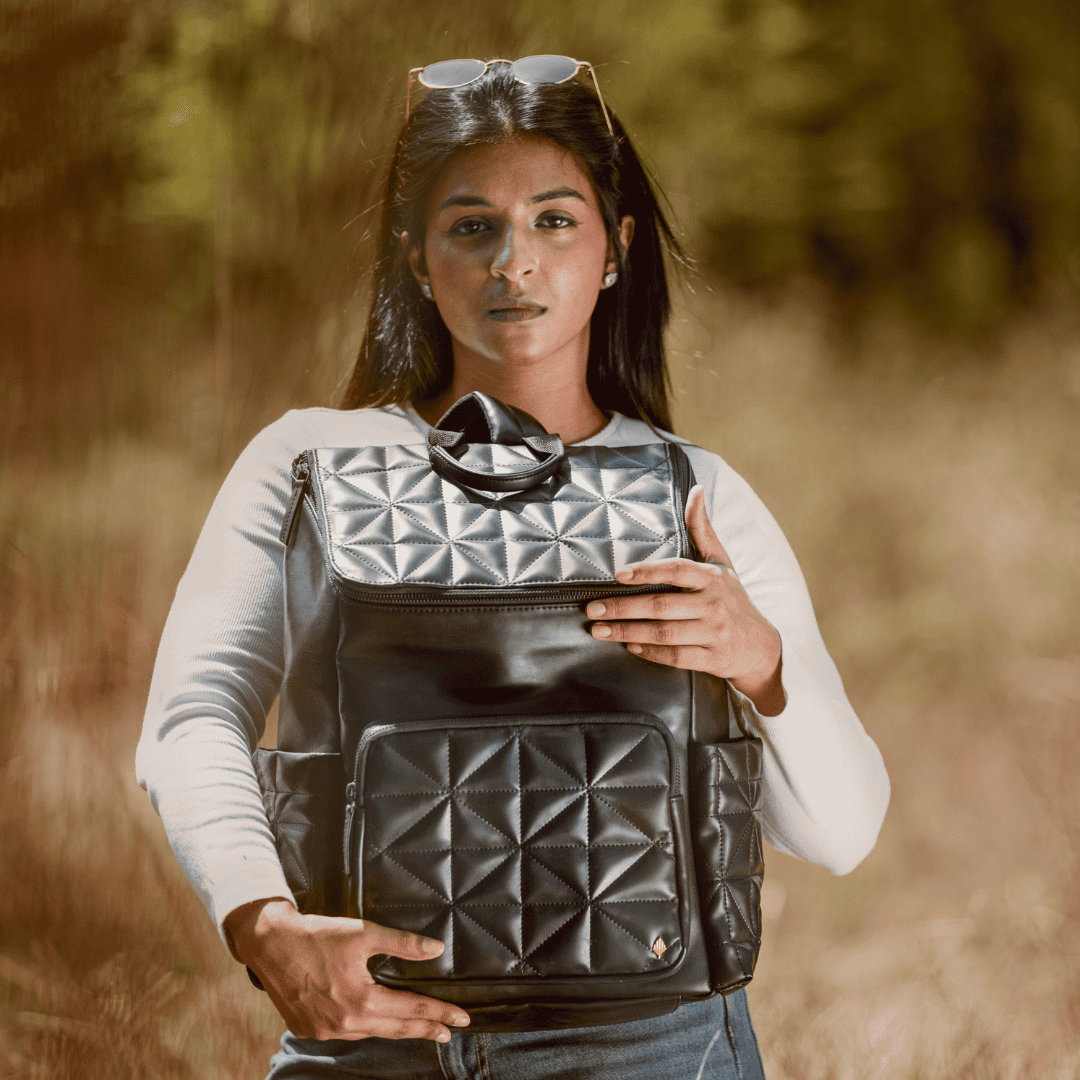 Elm Black Vegan Leather Backpack