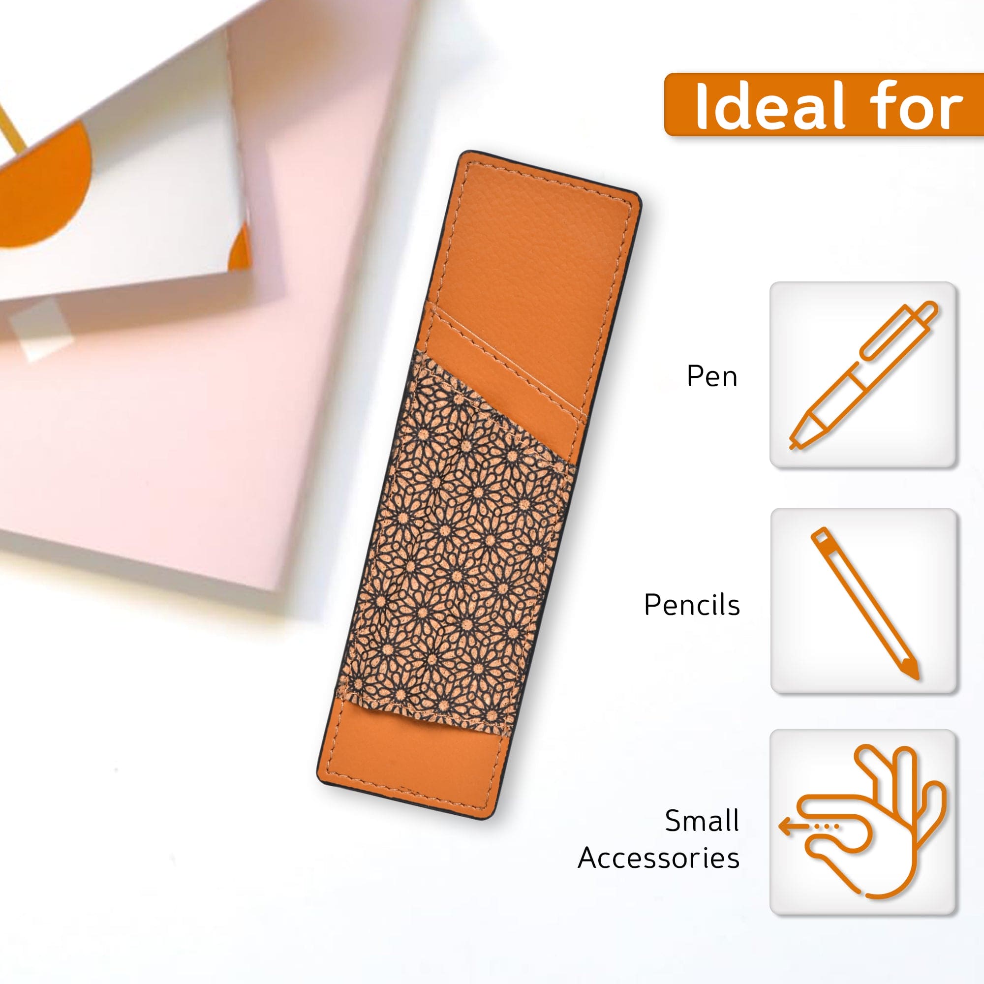 Handcrafted, Vegan Leather Pen Holder - Tan