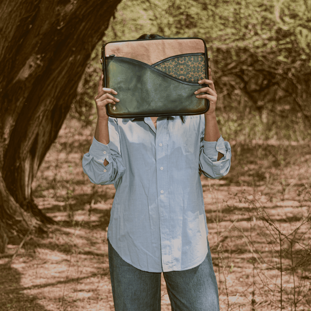 Acacia Vegan Leather Laptop Sleeve - Olive