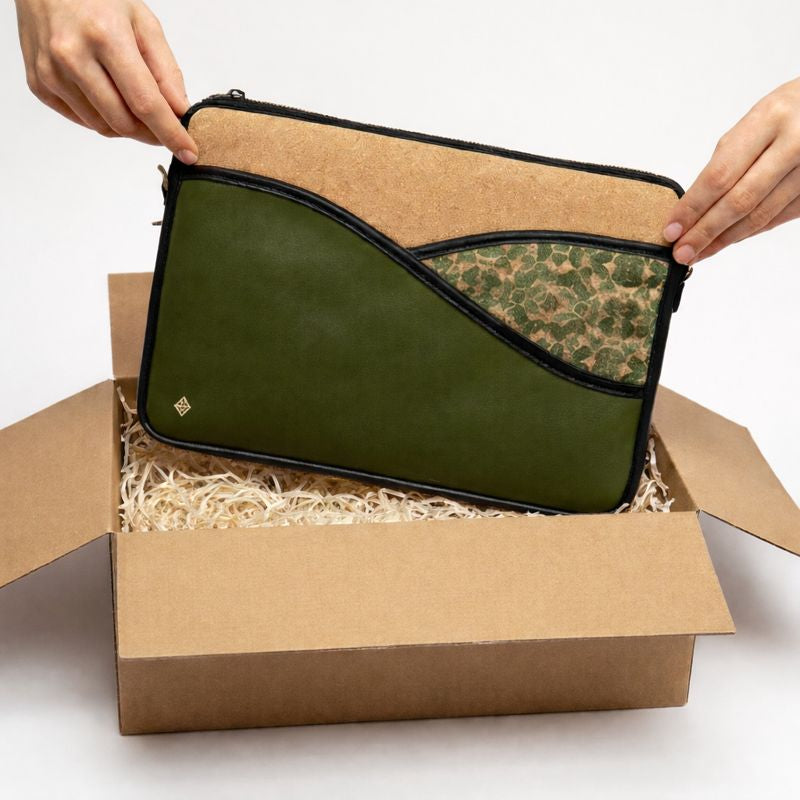 Acacia Vegan Leather Laptop Sleeve - Olive