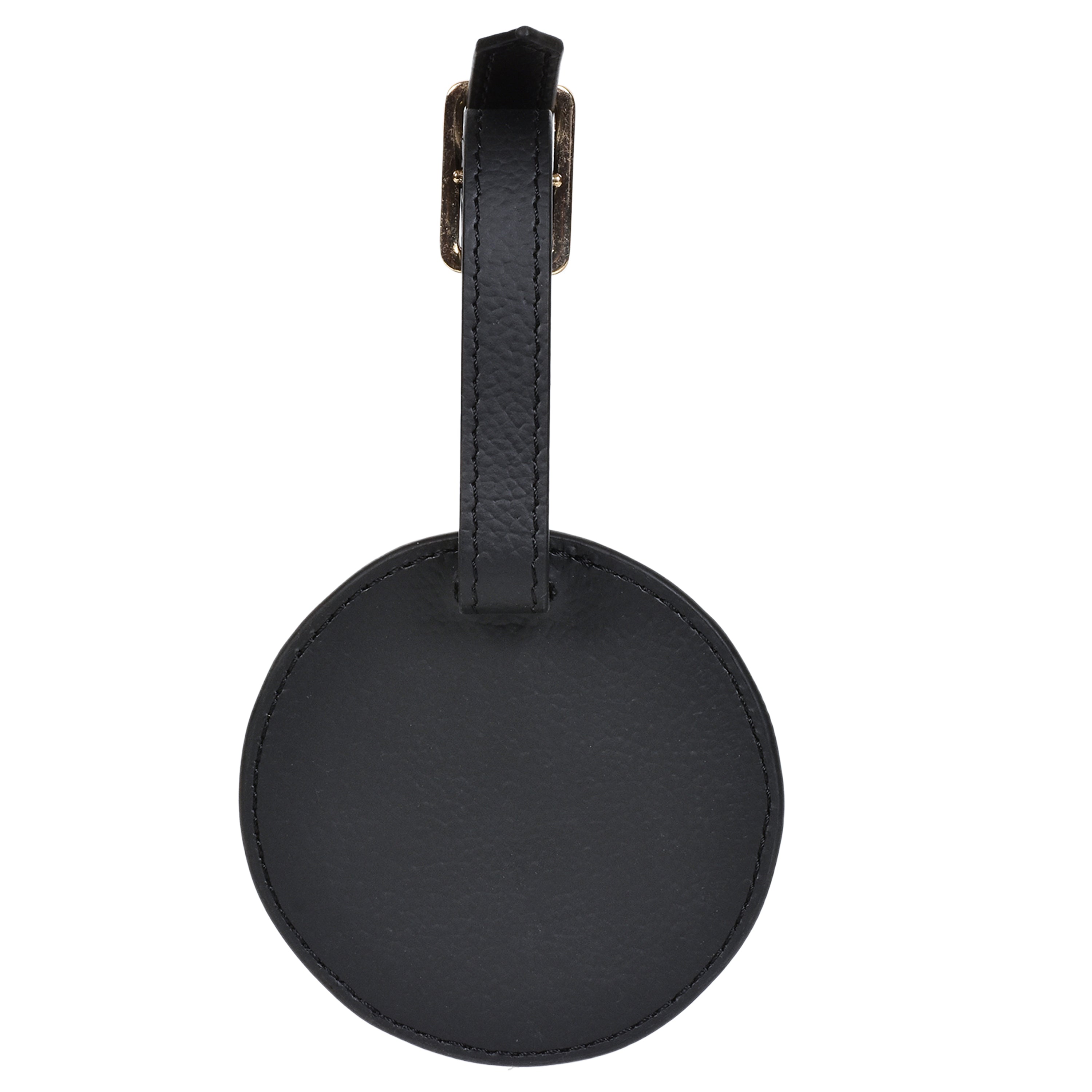 Black Vegan Leather Travel Tag