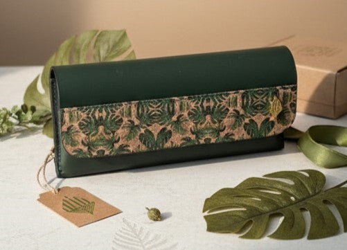 Handcrafted, Vegan Leather Eyewear Case - Green