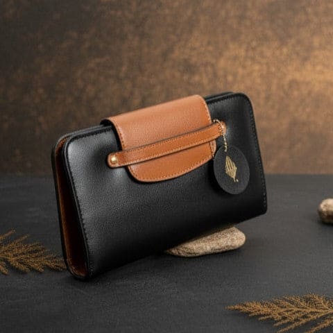 Cybele – Black & Gingerbread | Plant Leather Women’s Wallet