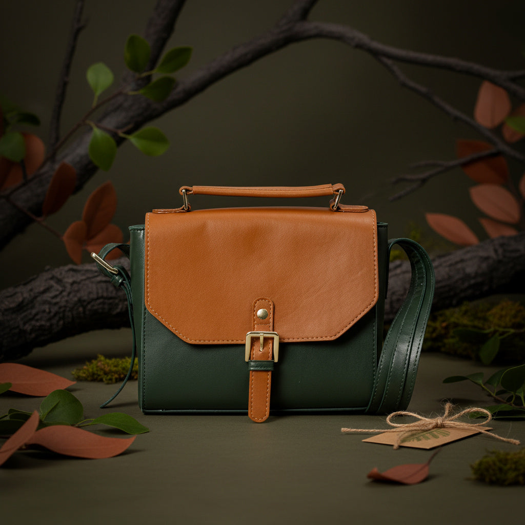 Juniper Vegan Leather Sling Bag - Green