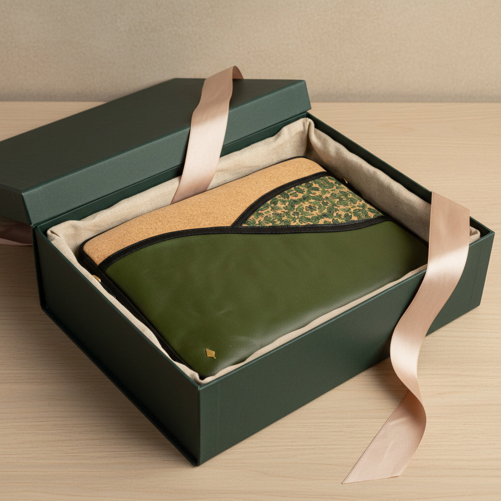 Acacia Vegan Leather Laptop Sleeve - Olive