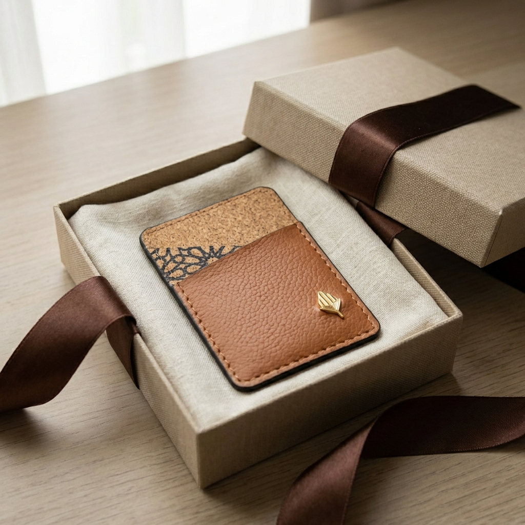Theo Vegan Leather Cardholder - Tawny Brown