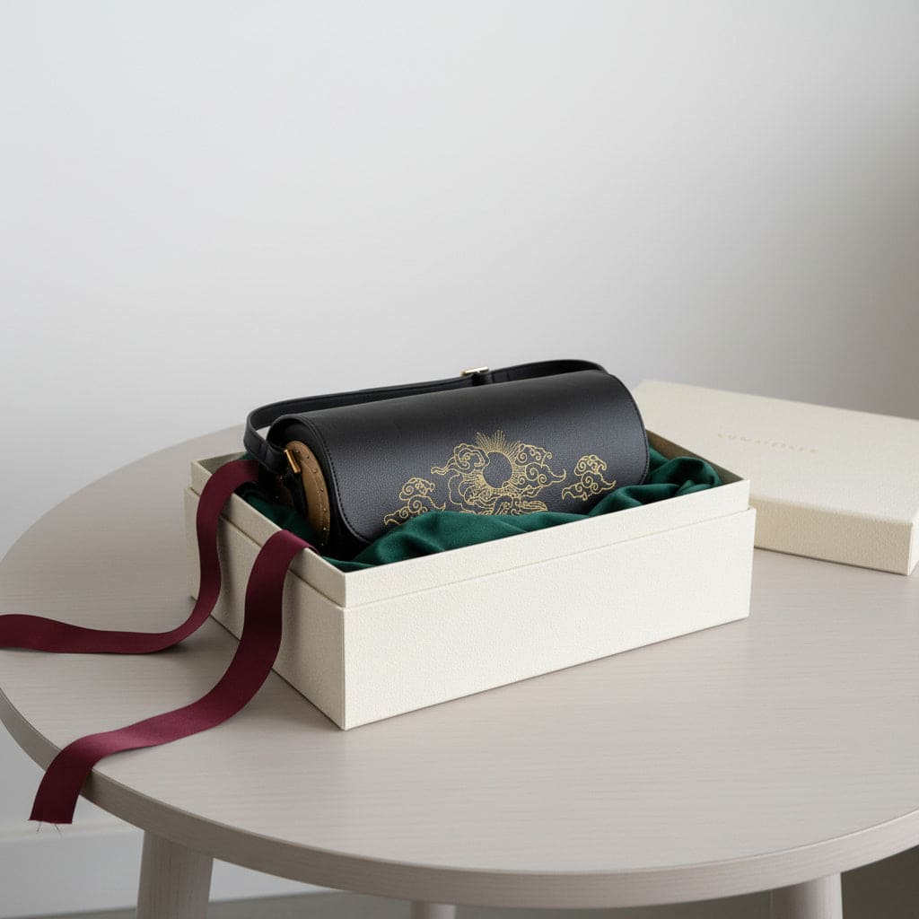 Nyx – Black | Embroidered Plant Leather Shoulder Bag