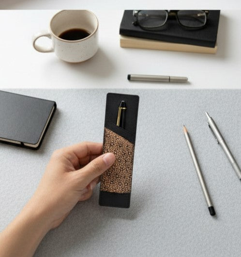 Handcrafted, Vegan Leather Pen Holder - Black