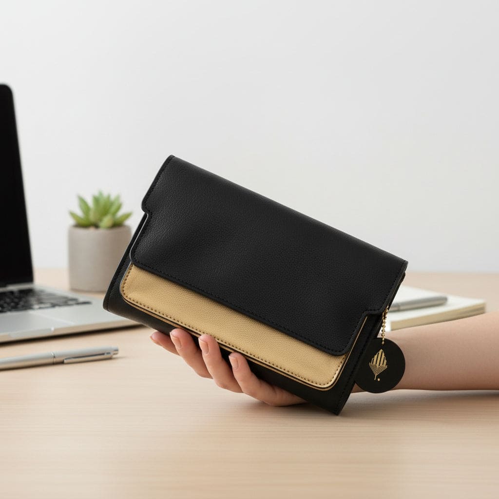 Fides – Black & Gold | Plant Leather Women’s Wallet