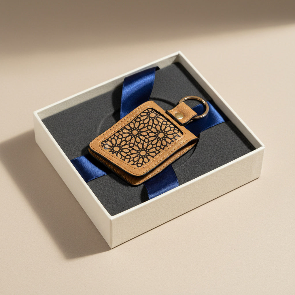 Handcrafted Vegan Leather Key Chain - Caramel