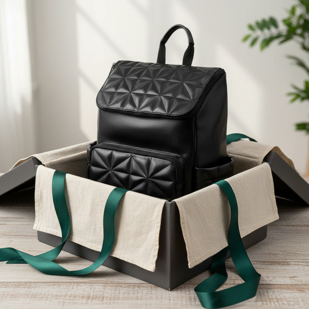 Elm Black Vegan Leather Backpack