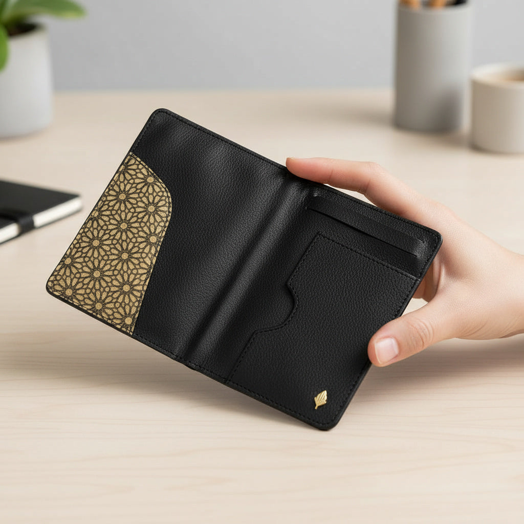 Sustainable Vegan Leather Passport Holder - Black