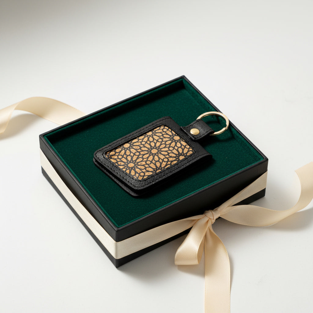 Handcrafted Vegan Leather Keychain - Black