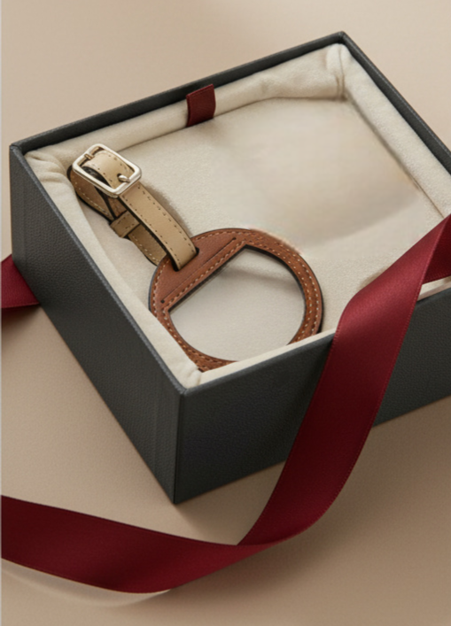 Gingerbread & Gold Vegan Leather Travel Tag