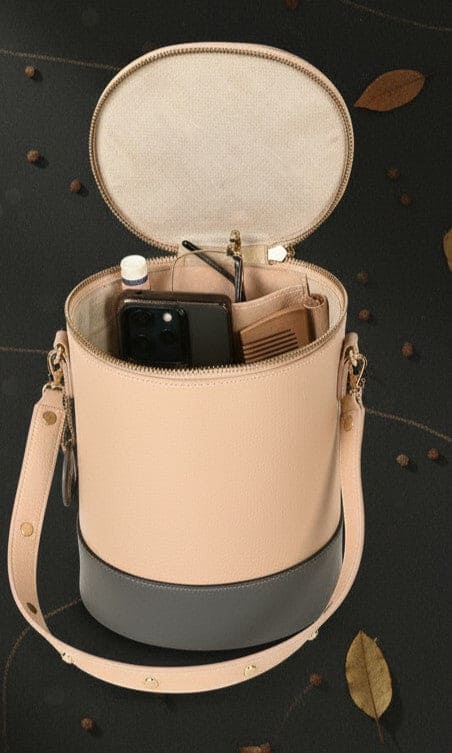 Hemera – Almond & Grey | Plant Leather Bucket Bag