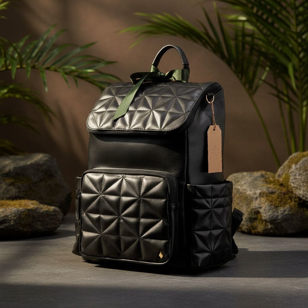 black and green leather backpack A Computer Kit FFTStore Expanding center gusset Green Trolley Leather Backpack