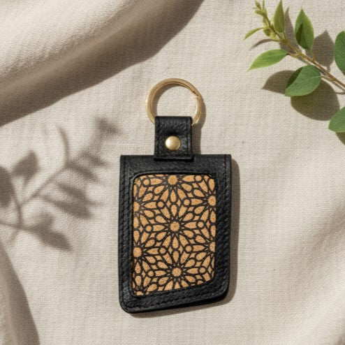 Handcrafted Vegan Leather Keychain - Black