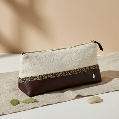 Travel Utility Kit - Off white, Cork & Maroon