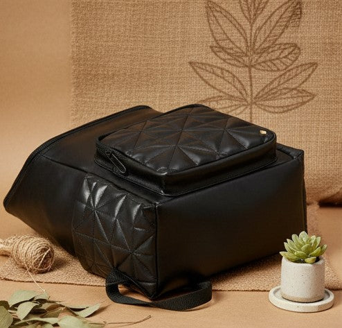 Elm Black Vegan Leather Backpack