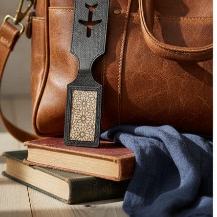 Black Plant Leather Travel Tag – Airplane Design