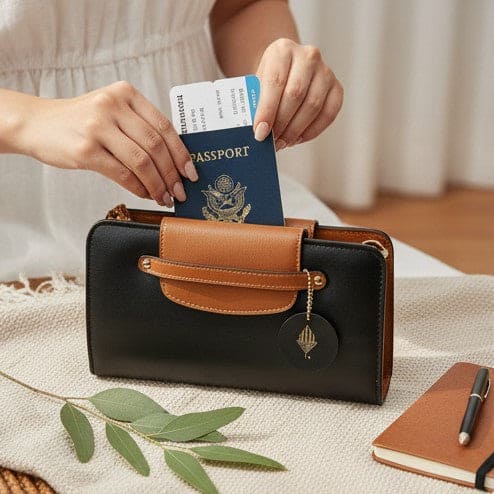 Cybele – Black & Gingerbread | Plant Leather Women’s Wallet