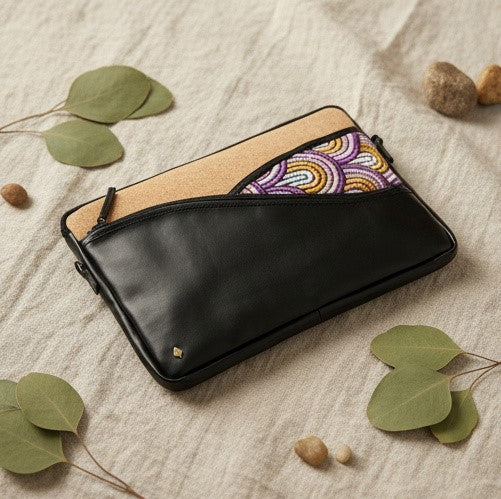Acacia Vegan Leather Laptop Sleeve - Black