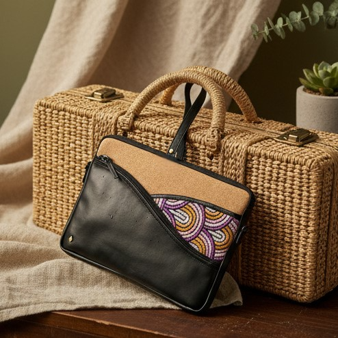 Acacia Vegan Leather Laptop Sleeve - Black