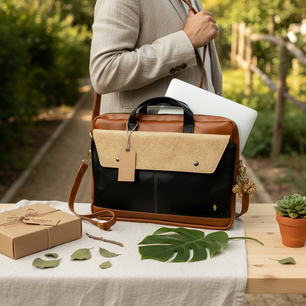 Willow Vegan Leather Laptop Sleeve - Black