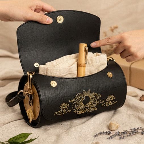 Nyx – Black | Embroidered Plant Leather Shoulder Bag
