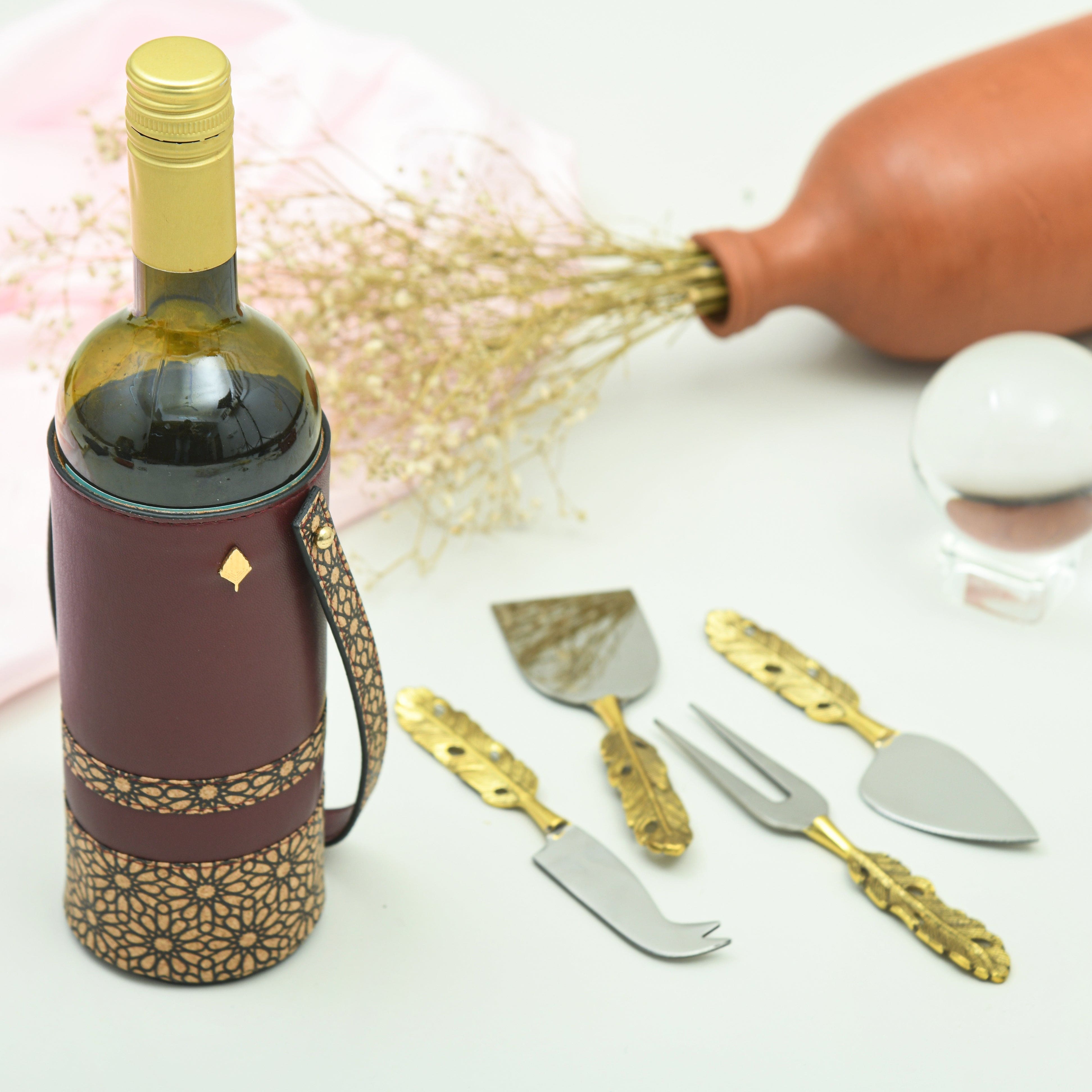 Rakhi Gift Box -4 with cheese knives and wine bottle holder image 3