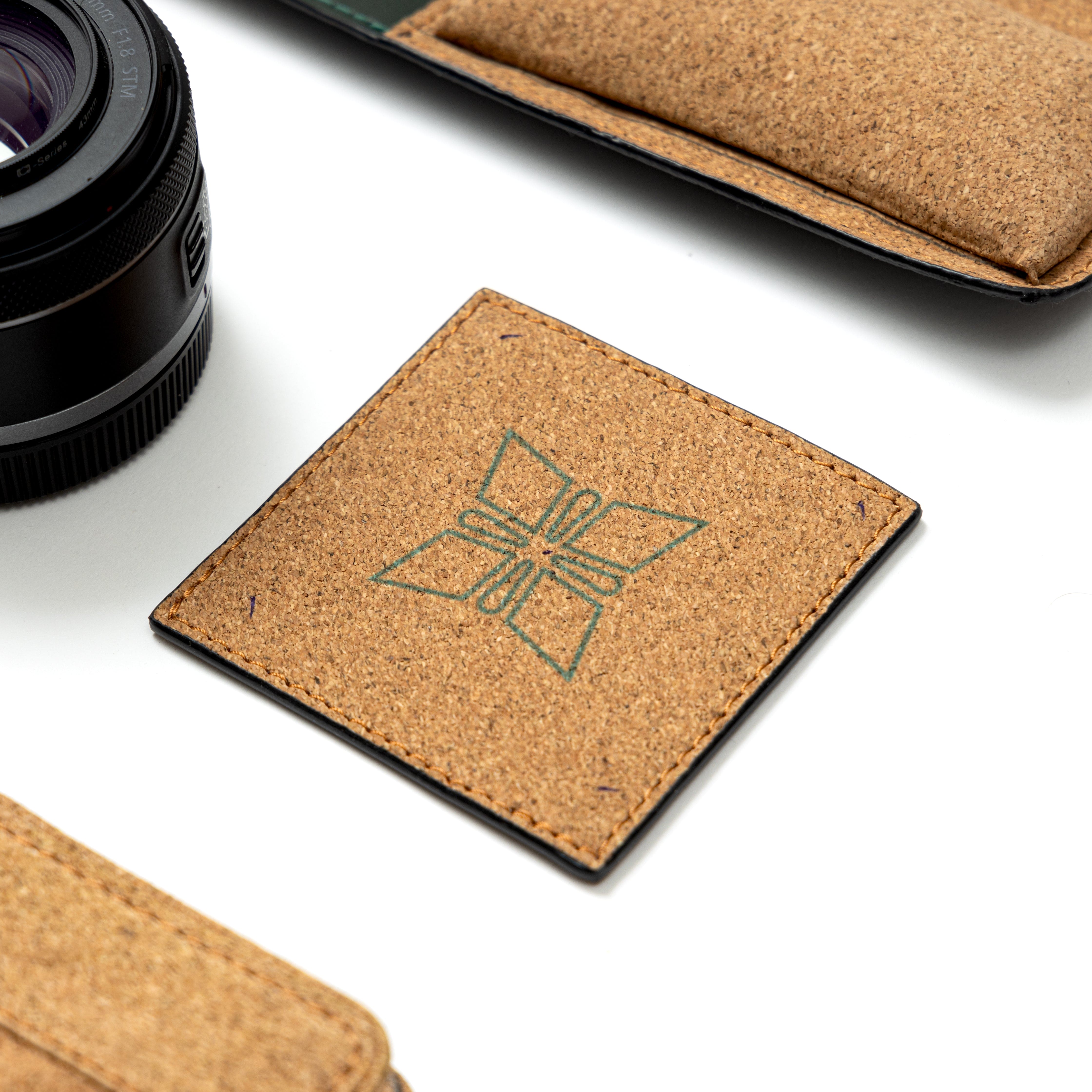 Cork desk coaster with geometric design from Basil office desk accessories set by Green Hermitage