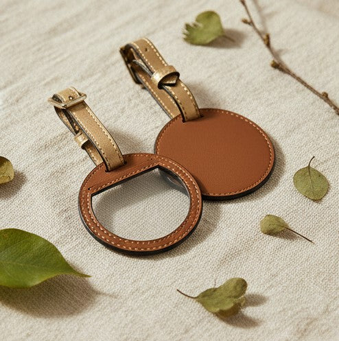 Gingerbread & Gold Vegan Leather Travel Tag