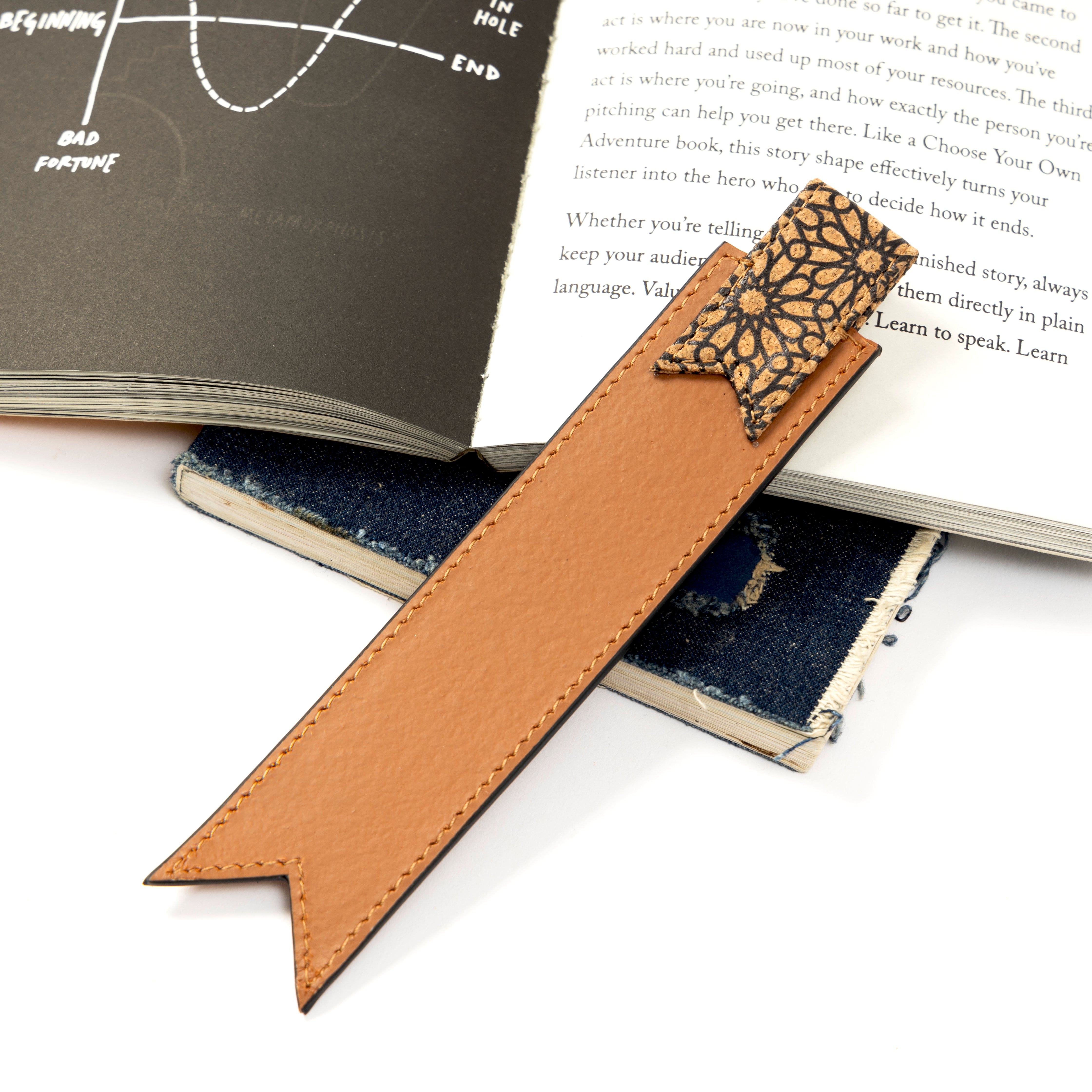 vegan leather bookmark made from plant leather and cork by Green Hermitage