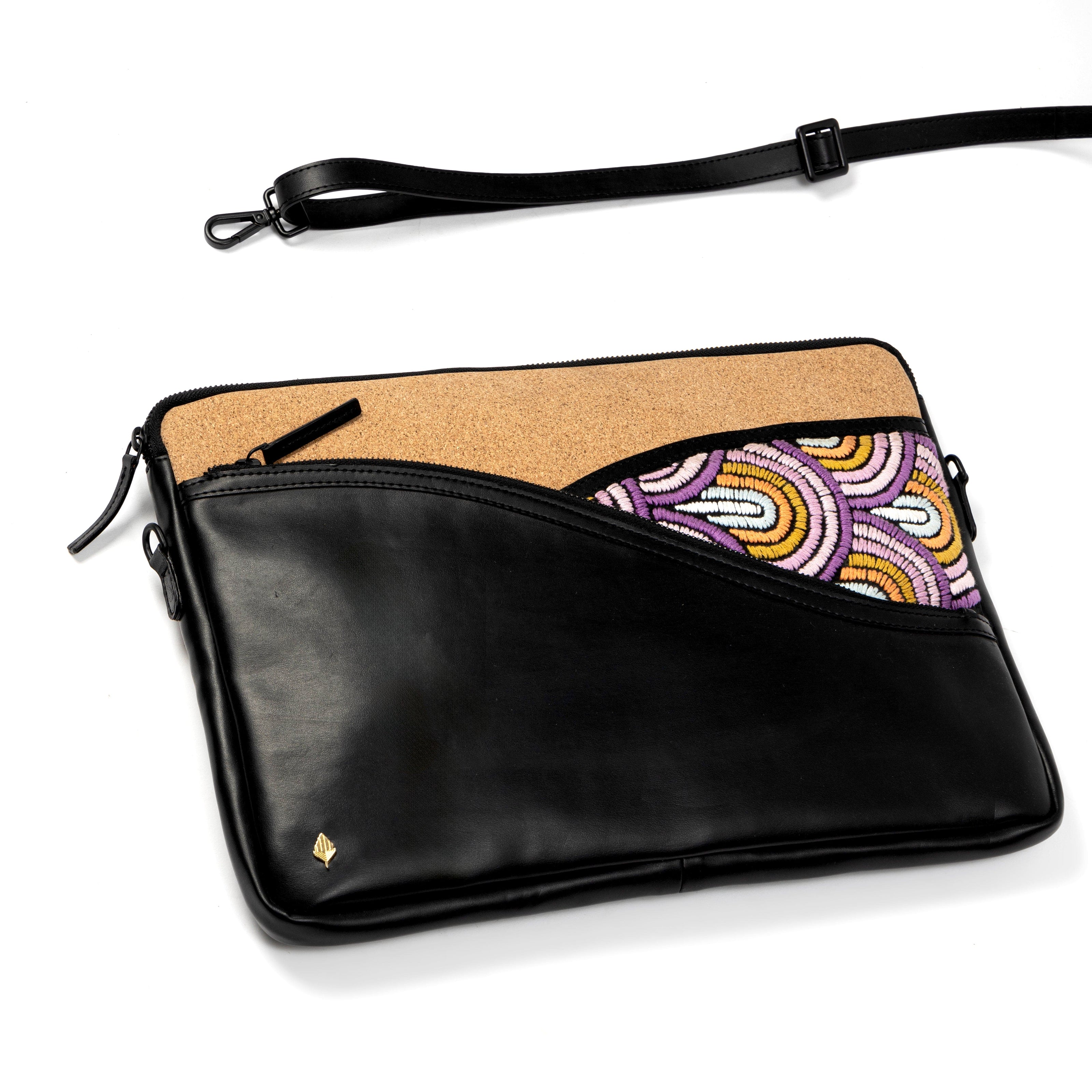 Acacia Vegan Leather Laptop Sleeve – Black thumbnail 4