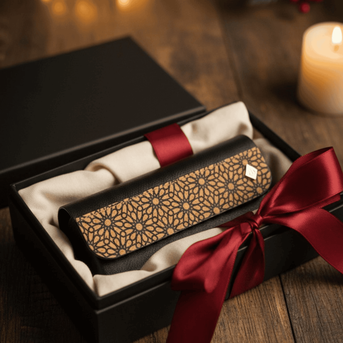 Plant Leather Eyear Case Black | Green Hermitage