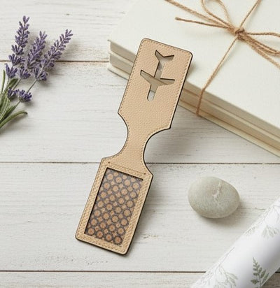 Almond Plant Leather Travel Tag – Airplane Design