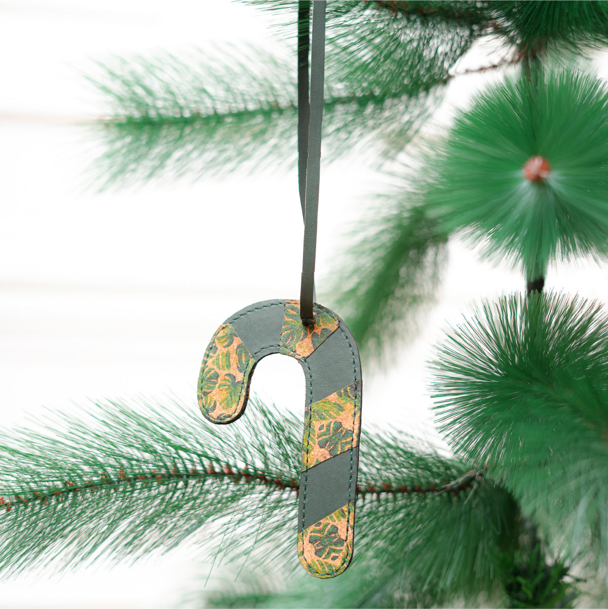 Handcrafted Christmas Ornaments - Green Candy Cane