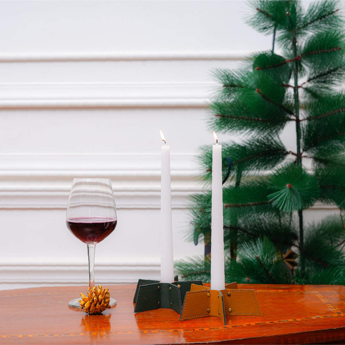 Handcrafted Christmas Candleholder - Mustard