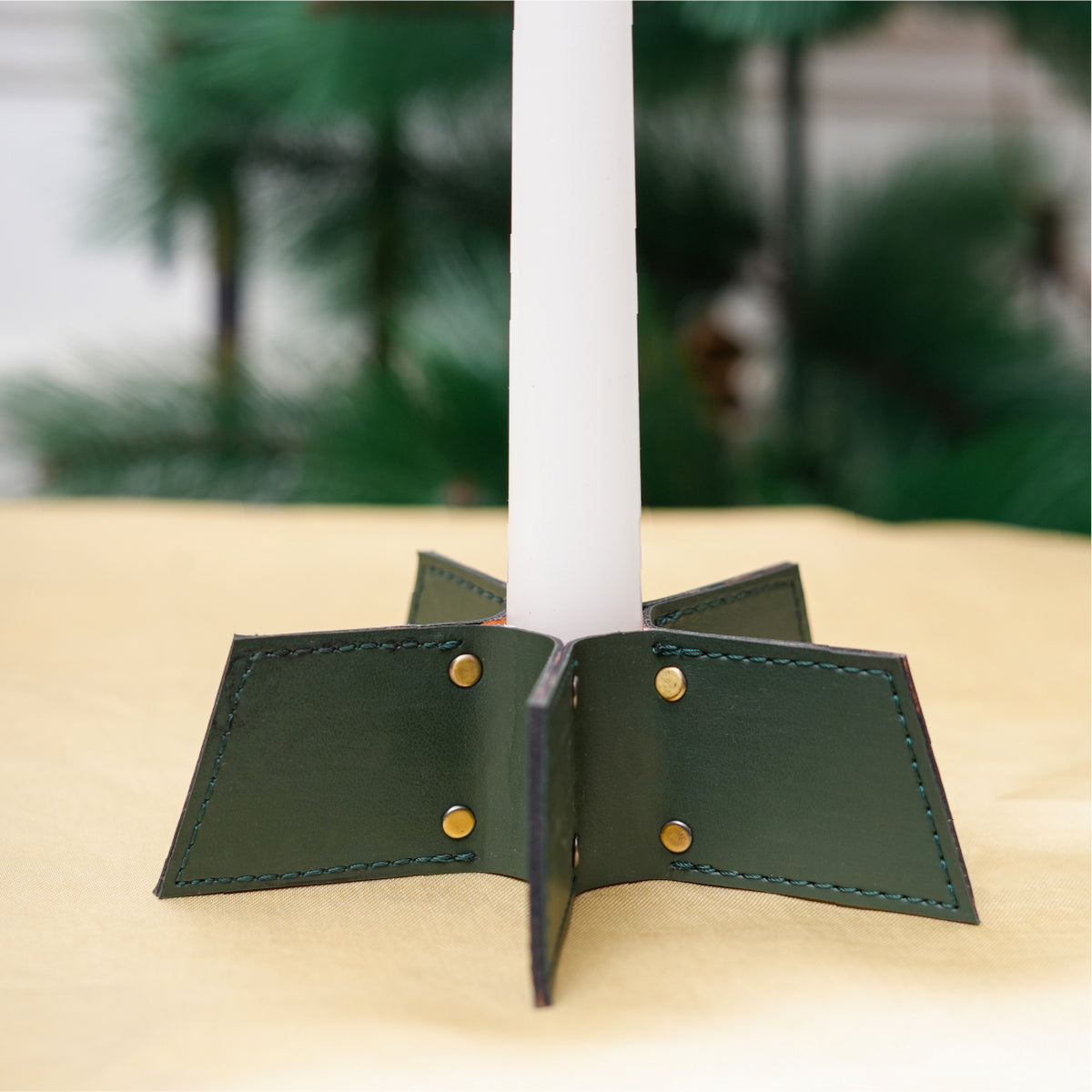 Handcrafted Christmas Candleholder - Green