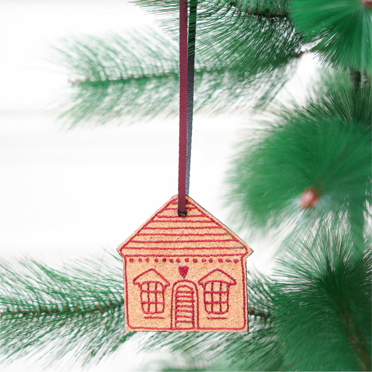 Handcrafted Christmas Ornaments - Gingerbread House Brown