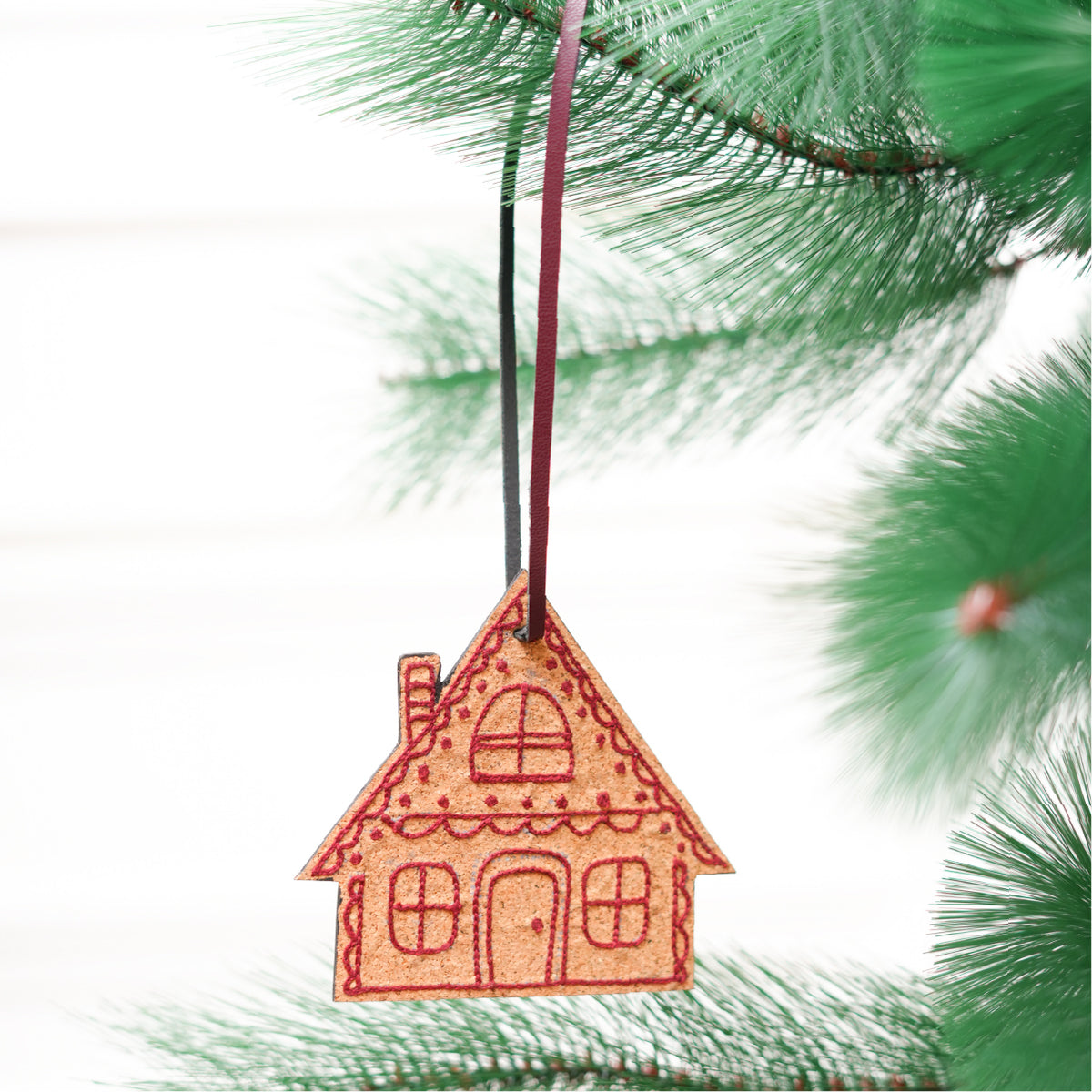 Handcrafted Christmas Ornaments - Gingerbread House Red