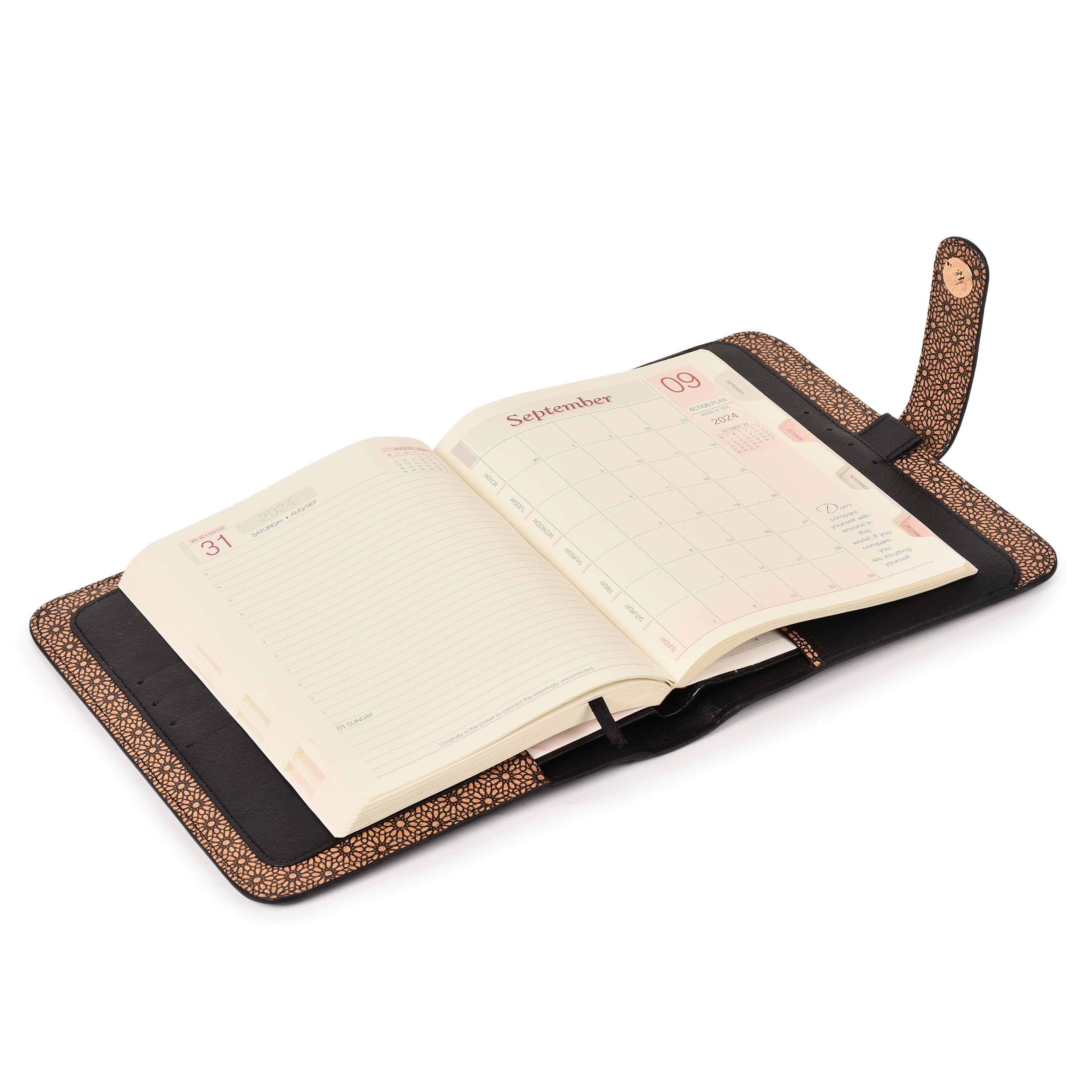 Plant Leather Diary & Pen Set – Black