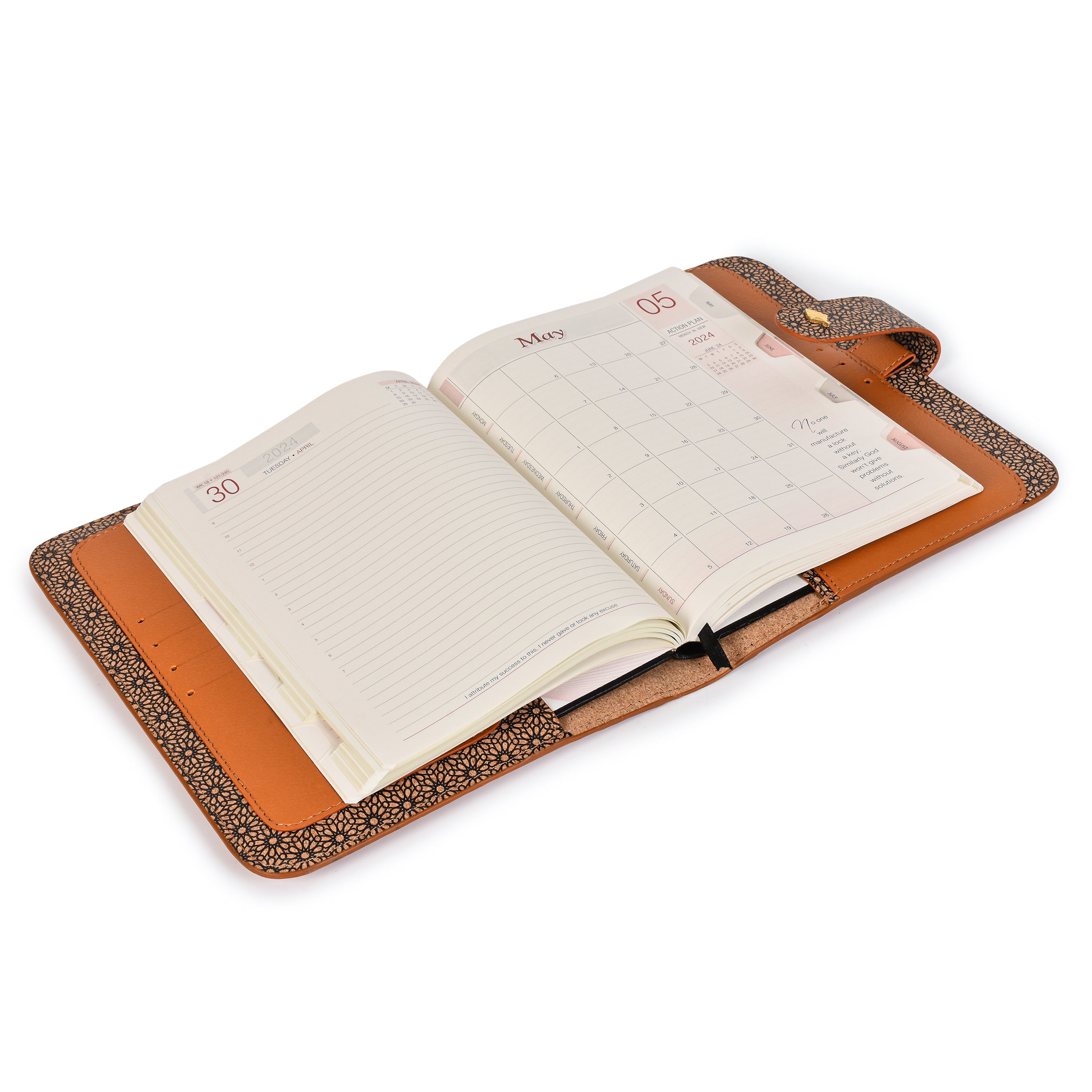 Plant Leather Diary & Pen Set – Tan