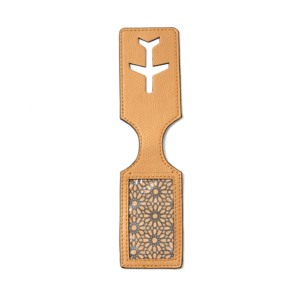 Airplane Vegan Leather Travel Tag - Caramel