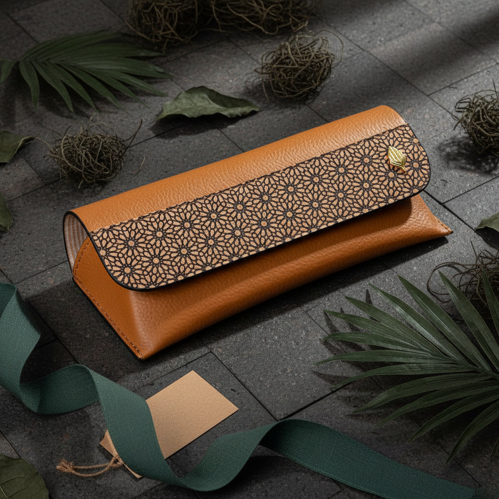 Handcrafted, Vegan Leather Eyewear Case - Tan