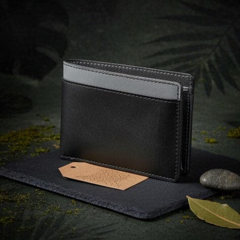 Zeus – Black & Grey | Plant Leather Men's Wallet | Green Hermitage