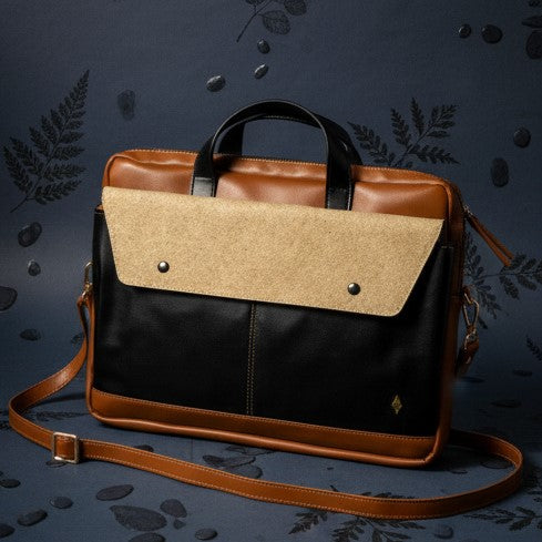 Willow Vegan Leather Laptop Sleeve - Black