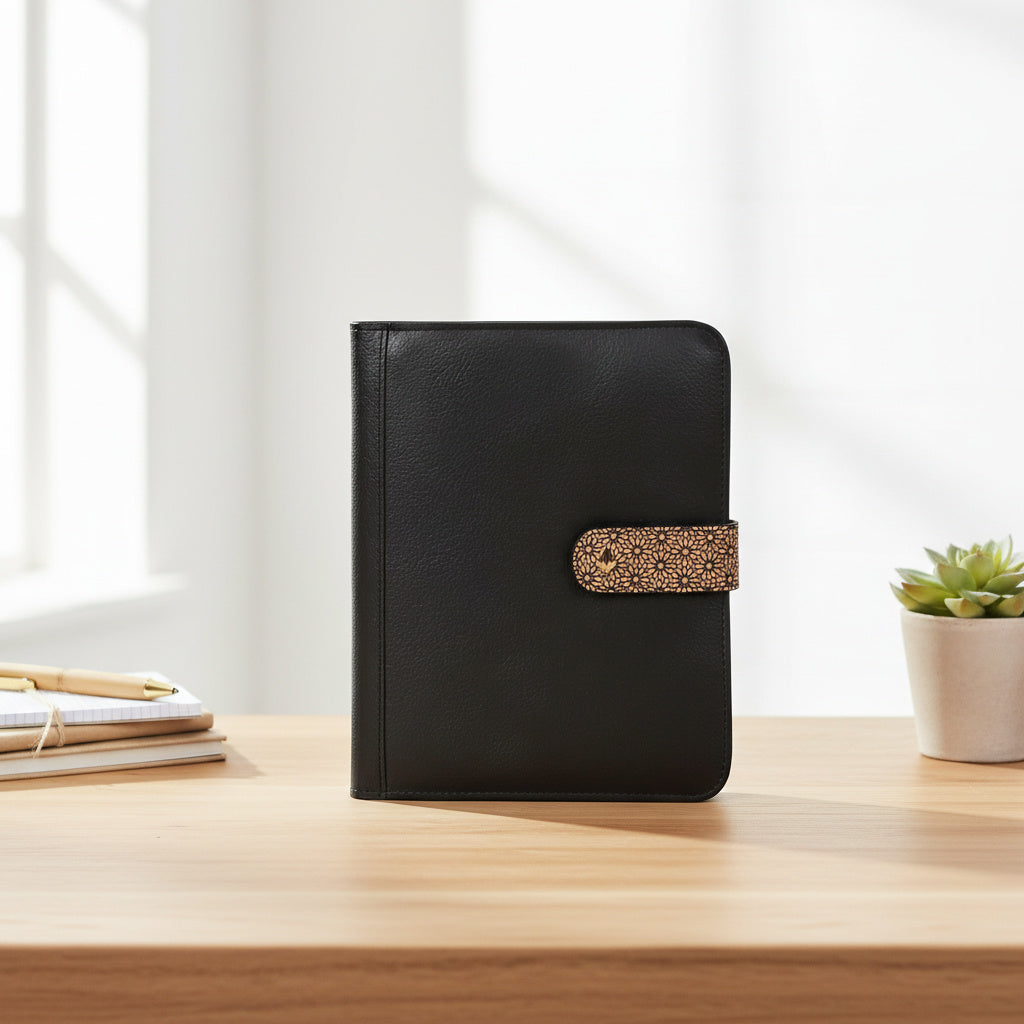 Plant Leather Diary & Pen Set – Black