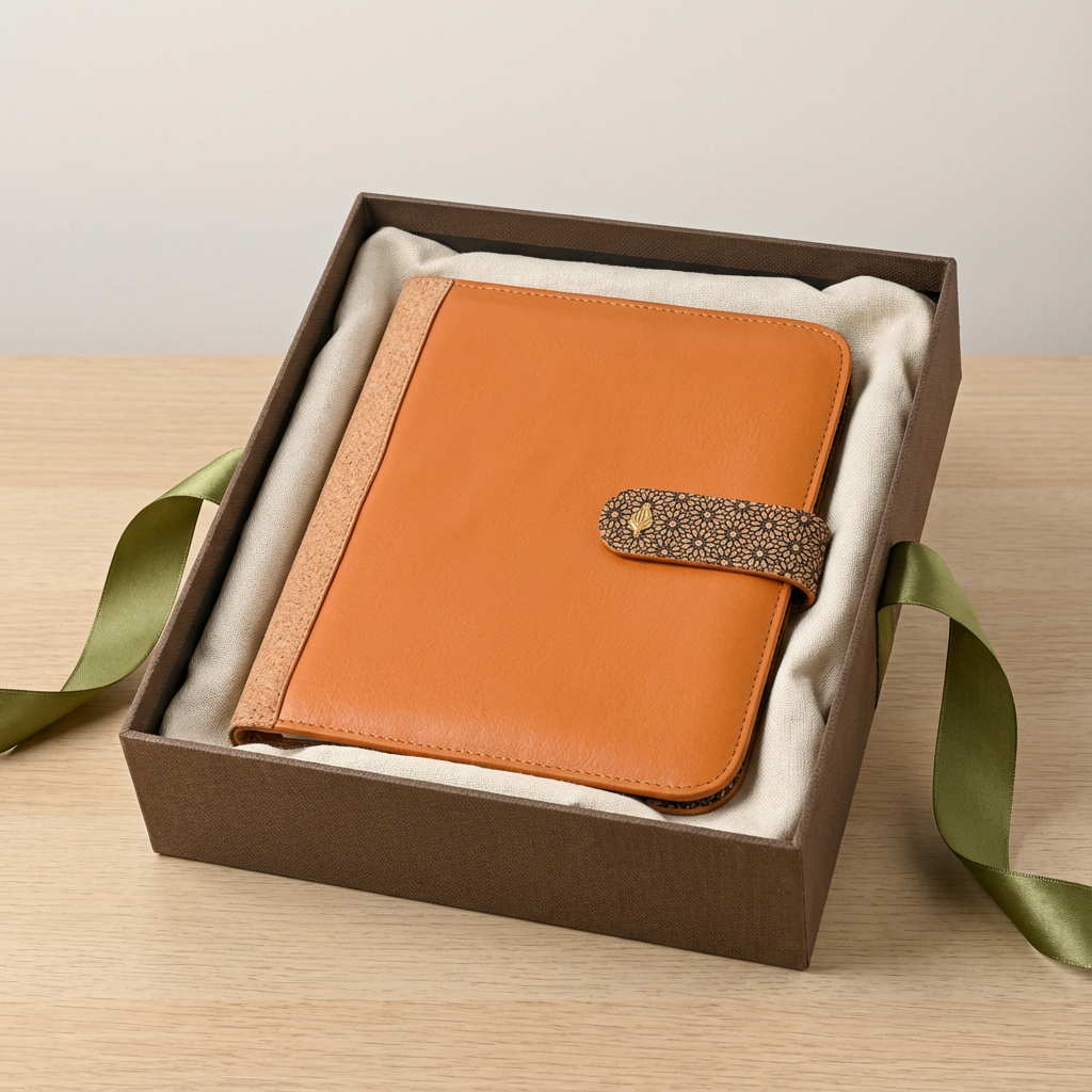 Plant Leather Diary & Pen Set – Tan
